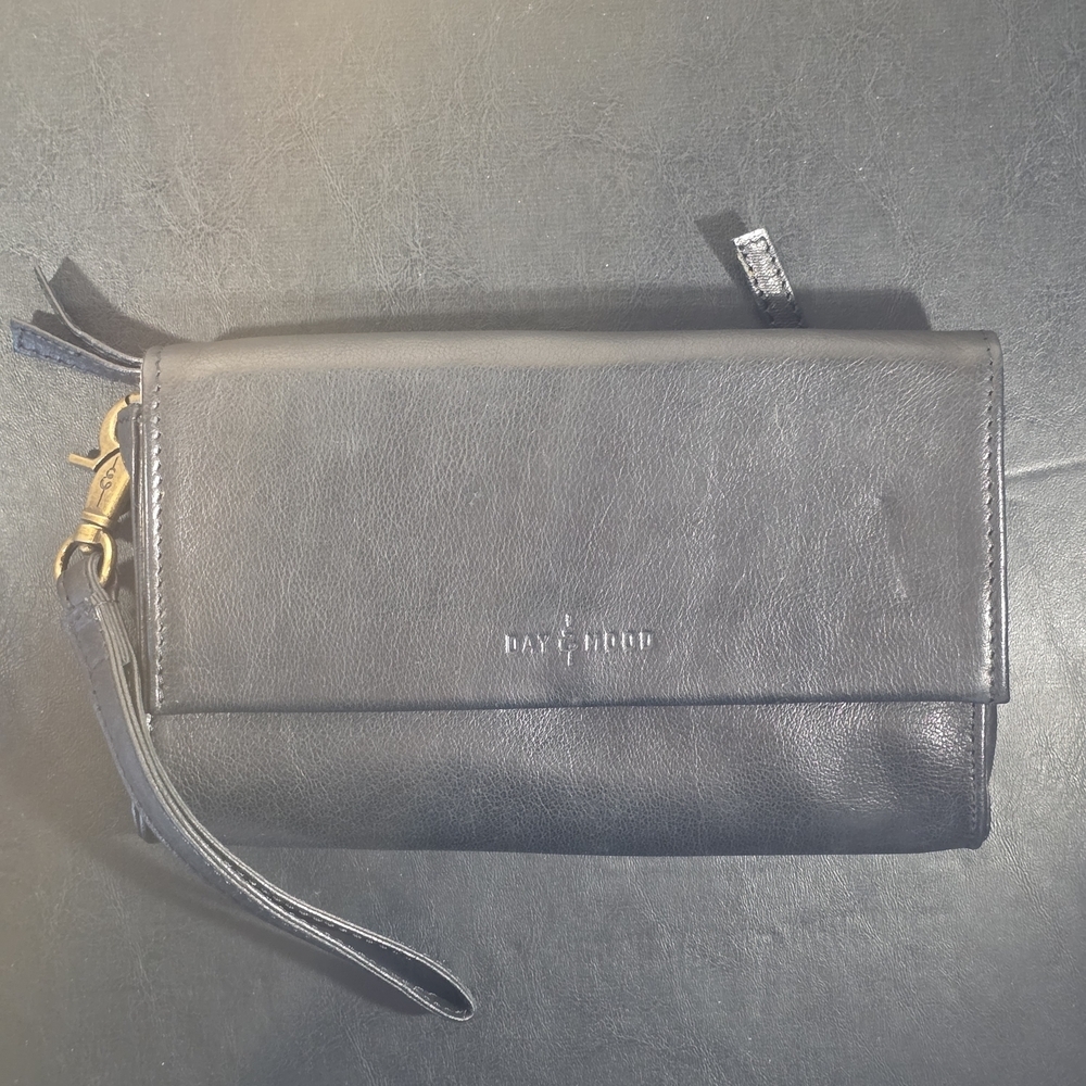 DAY & MOOD Black Leather Clutch Wristlet Wallet Anthropologie